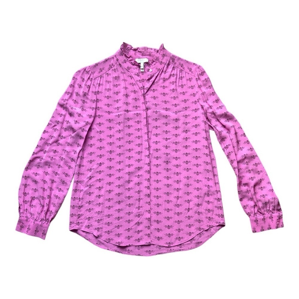 Joie floral long sleeve ruffle collar